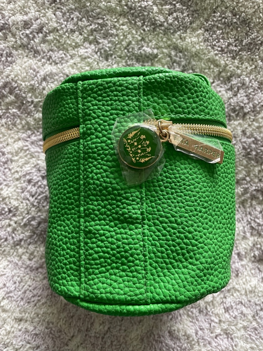 New Tara Harper Green Pebbled Leather Travel Jewelry Case - Picture 3 of 6